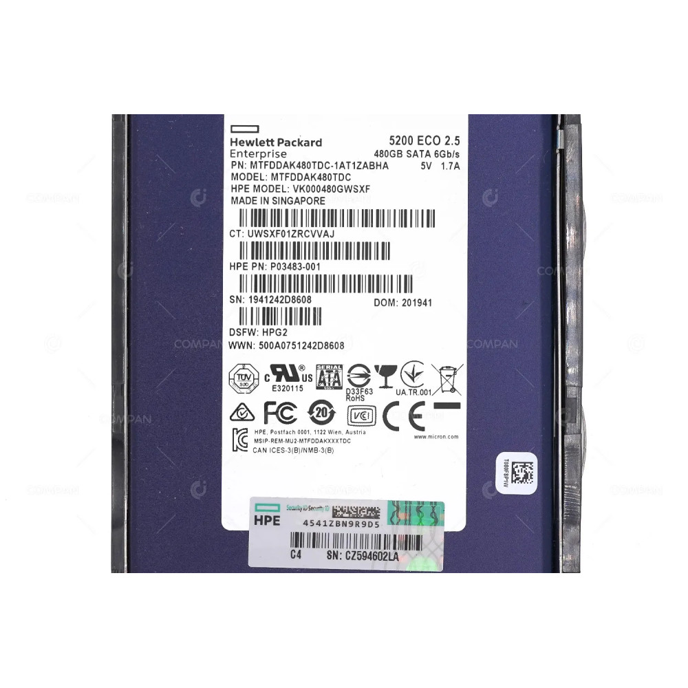 P05312-001  HP 480GB 6G SATA 2.5 SFF SSD